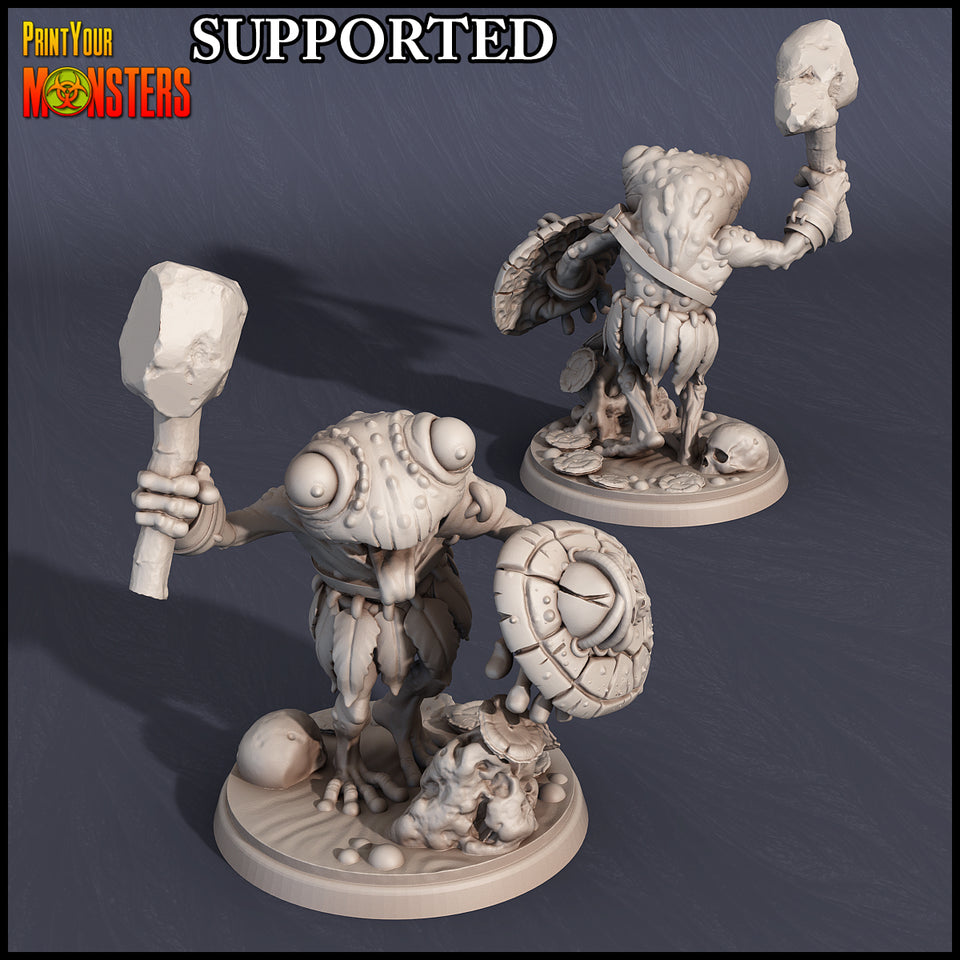 3D Printed Print Your Monsters Frog Stone Axe Fighter Swamp Invasion 28mm - 32mm D&D Wargaming