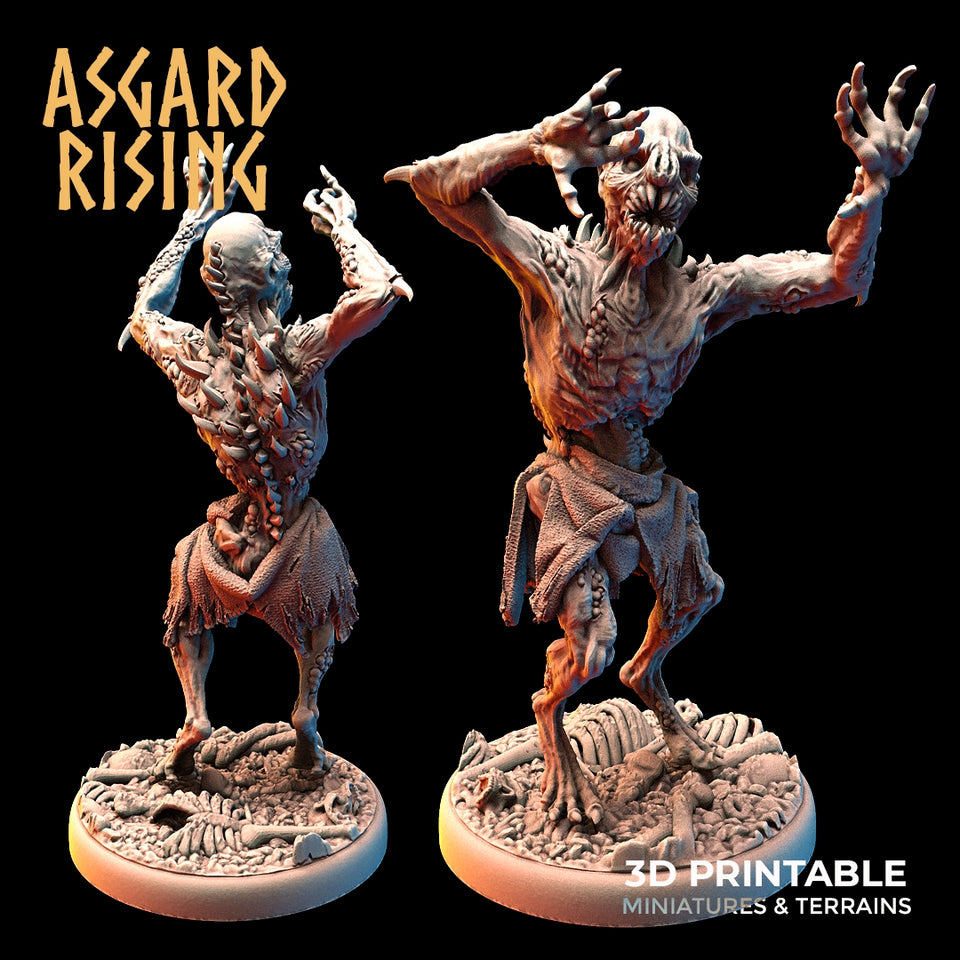 3D Printed Asgard Rising Ghouls Undead Set Round or Square Base 28mm - 32mm - Charming Terrain