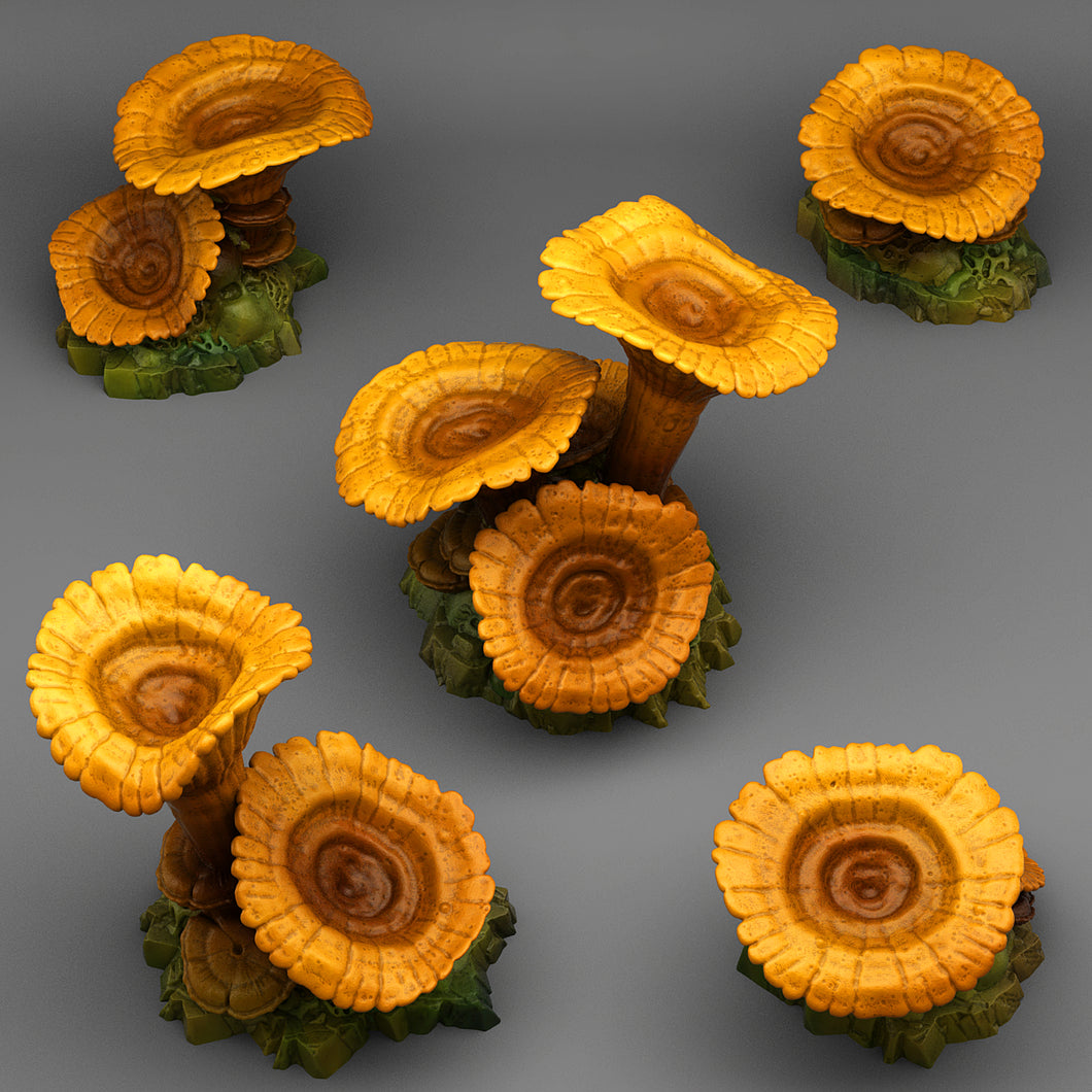 3D Printed Fantastic Plants and Rocks Giant Orange Mushrooms 28mm - 32mm D&D Wargaming