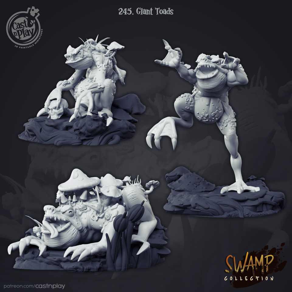 3D Printed Cast n Play Giant Toads Set - Swamp Collection - 28mm 32mm D&D