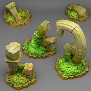 3D Printed Fantastic Plants and Rocks Gothic Ruins 28mm - 32mm D&D Wargaming