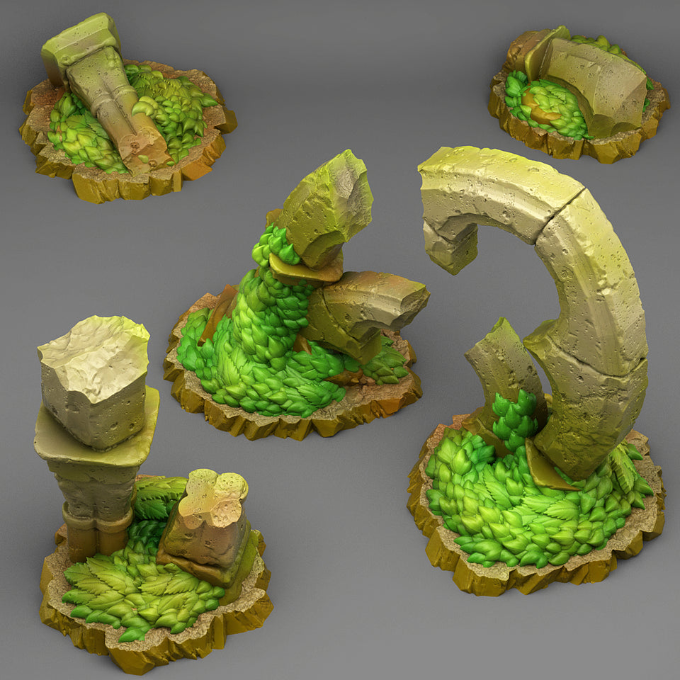 3D Printed Fantastic Plants and Rocks Gothic Ruins 28mm - 32mm D&D Wargaming