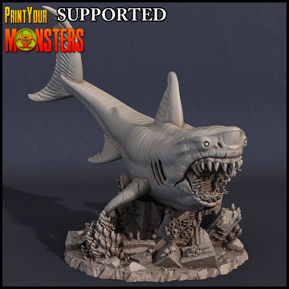3D Printed Print Your Monsters Great White Shark Rider Dark Water Sanctum 28mm - 32mm D&D Wargaming