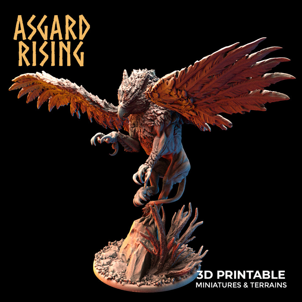 3D Printed Asgard Rising King of all Creatures Griffin Set - 32mm D&D - Charming Terrain