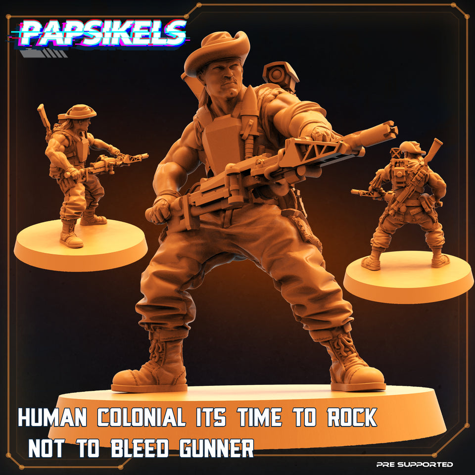 3D Printed Papsikels Cyberpunk Human Colonial It's Time To Rock Not To Bleed Gunner - 28mm 32mm