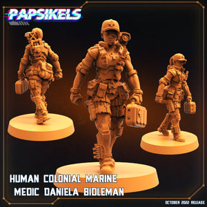 3D Printed Papsikels Cyberpunk Sci-Fi Human Colonial Marine Medic Daniela Bidleman - 28mm 32mm