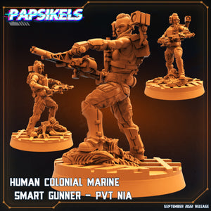 3D Printed Papsikels Cyberpunk Sci-Fi Human Colonial Marine Smart Gunner Pvt Nia - 28mm 32mm