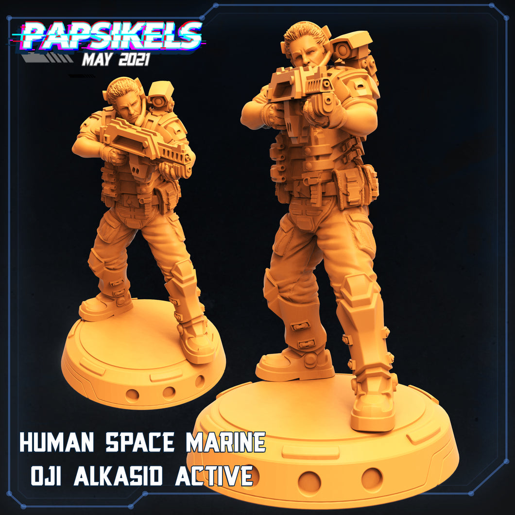 3D Printed Papsikels Cyberpunk Sci-Fi Space Marine Oji Alkasid Active - 28mm 32mm
