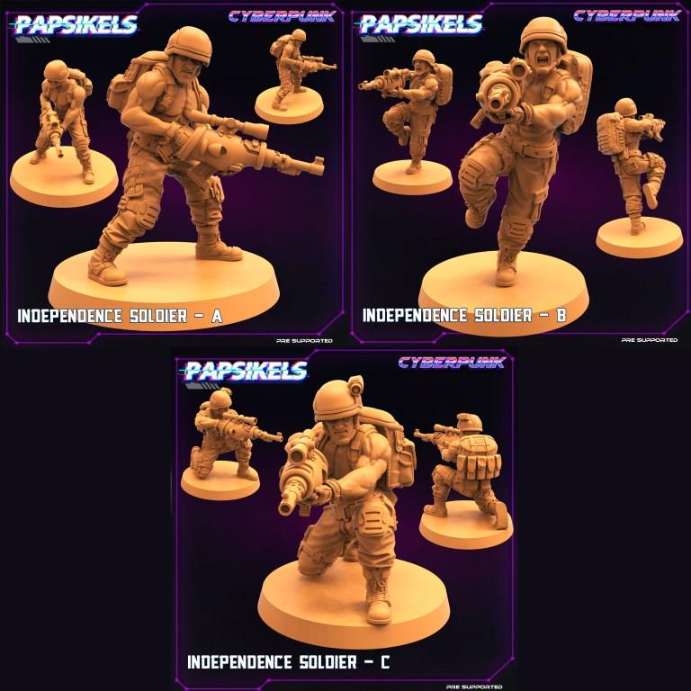3D Printed Papsikels Cyberpunk Sci-Fi Independence Soldier Set - 28mm 32mm