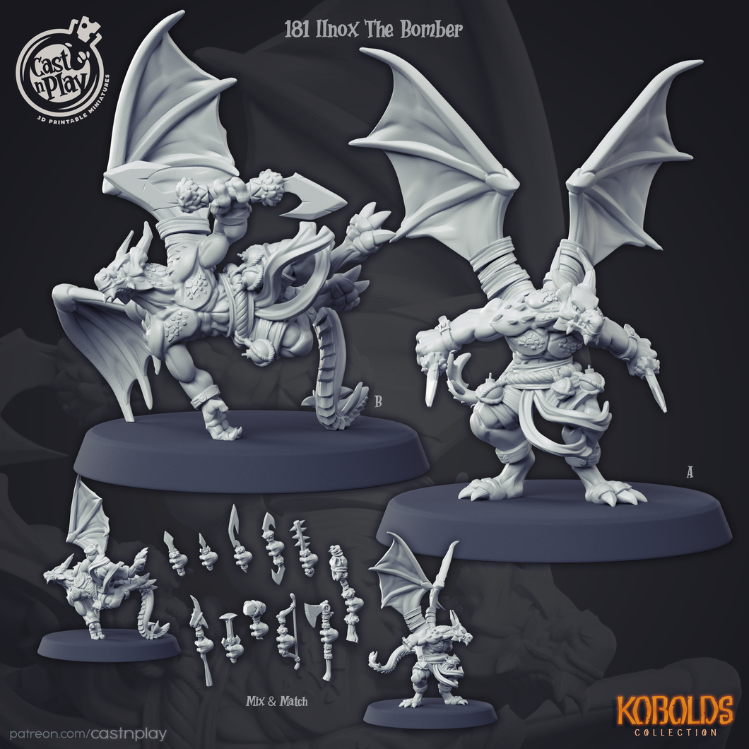 3D Printed Cast n Play Ilnox The Bomber Kobolds Collection 28 32mm D&D