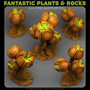 3D Printed Fantastic Plants and Rocks INSANITY SPORE PODS 28mm - 32mm D&D Wargaming