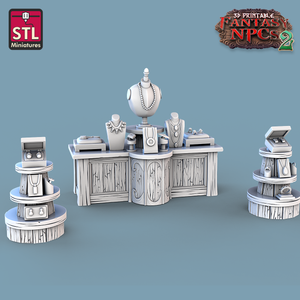 3D Printed STL Miniatures Jewelers Set Fantasy NPC 2 | 28 - 32mm War Gaming D&D