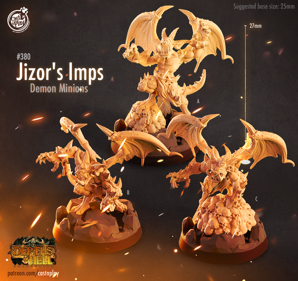 3D Printed Cast n Play Jizor's Imps Depths of Hell 28mm 32mm D&D