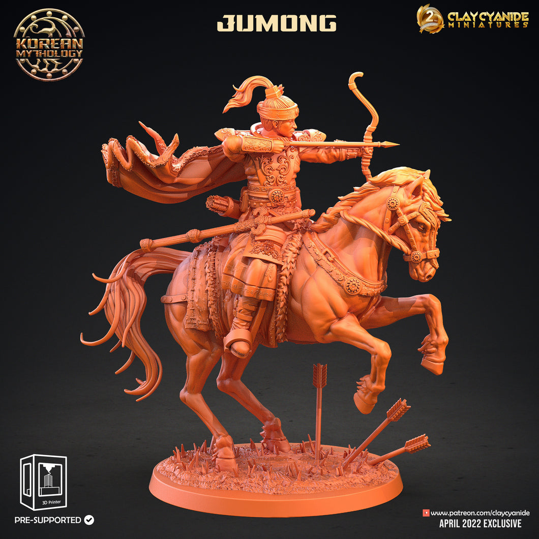 3D Printed Clay Cyanide Jumong Horse Rider Korean Mythology Ragnarok D&D
