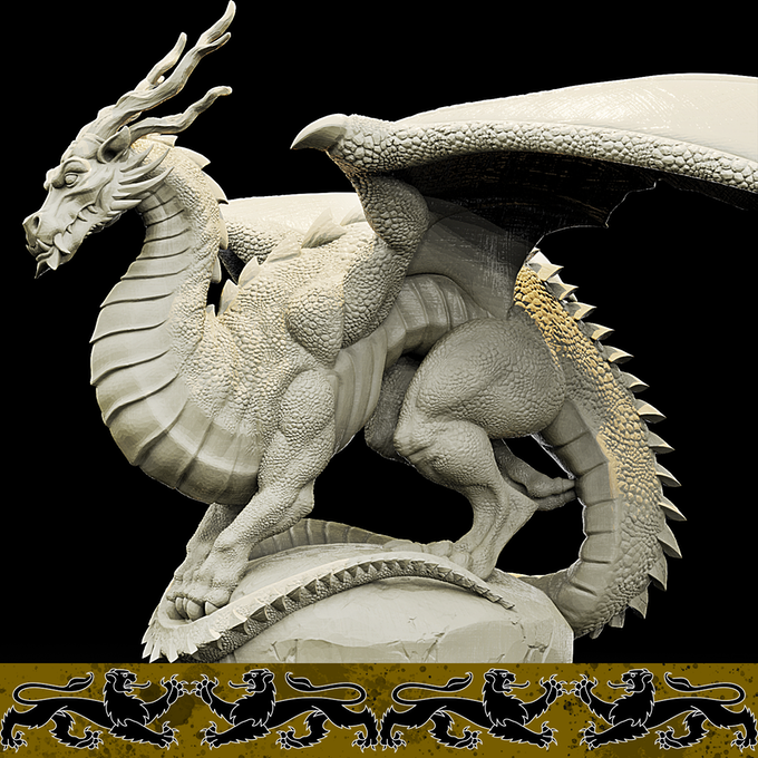 3D Printed Bestiary Vol. 4 Nafarrate - Kaesin Green Dragon 32mm Ragnarok D&D - Charming Terrain