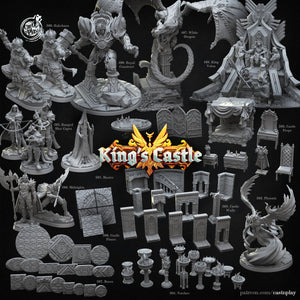 3D Printed Cast n Play White Dragon King's Castle 28 32mm D&D