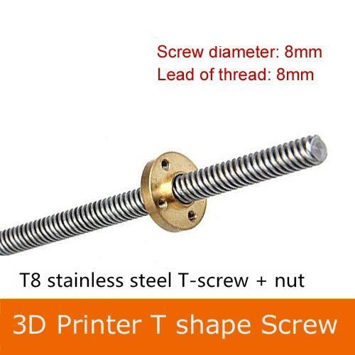 T8 Lead Screw 2mm/8mm Length 200-900mm Spindle Screw Kit - Charming Terrain