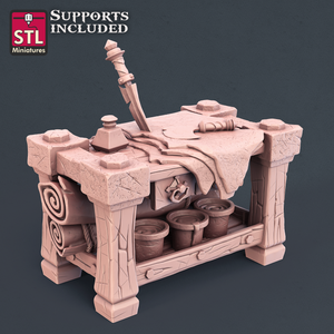 3D Printed STL Miniatures Leather Worker Set 28mm - 32mm War Gaming D&D