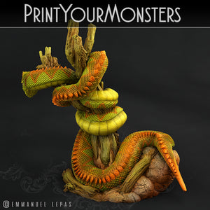 3D Printed Print Your Monsters Legendary Rattlesnake Total Serpents 28mm - 32mm D&D Wargaming