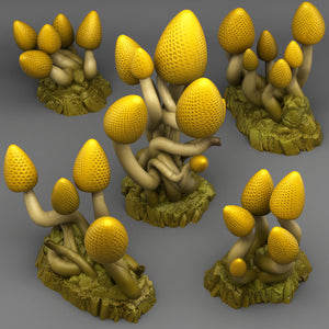 3D Printed Fantastic Plants and Rocks Lemondrop Mushrooms 28mm - 32mm D&D Wargaming