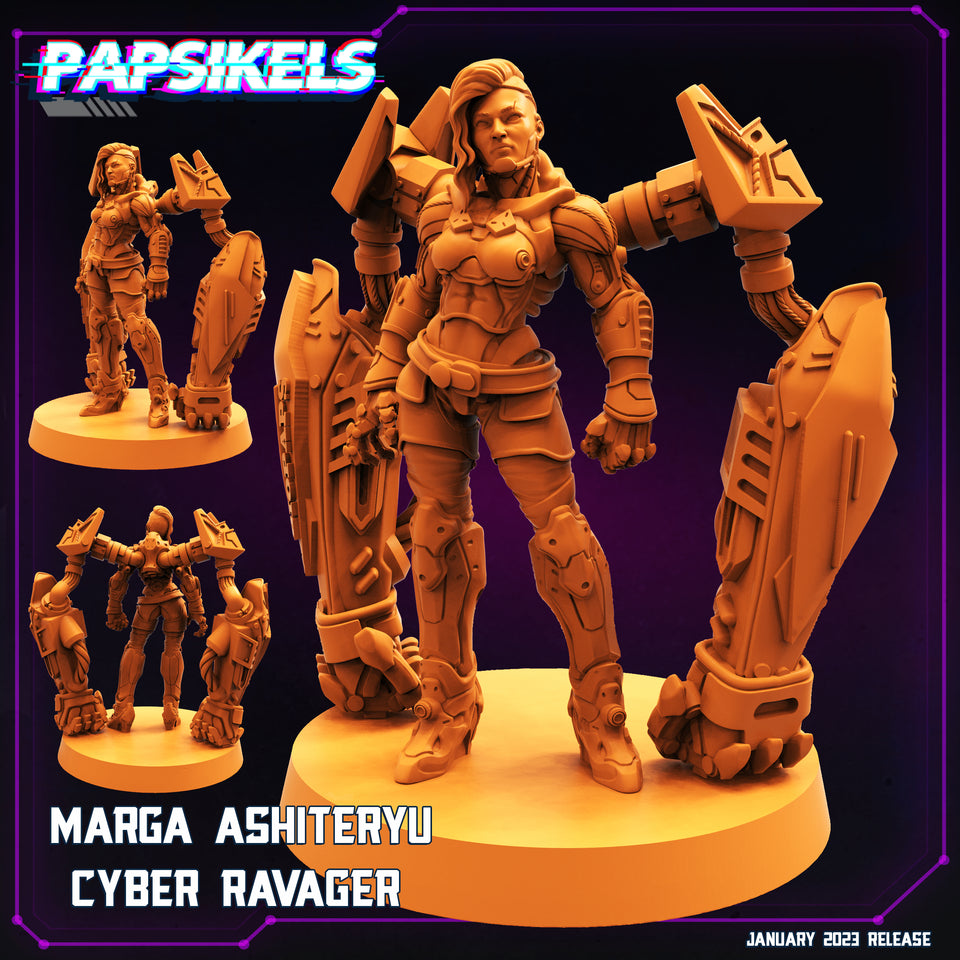 3D Printed Papsikels Cyberpunk Sci-Fi -Marga Ashiteryu Cyber Ravager- 28mm 32mm