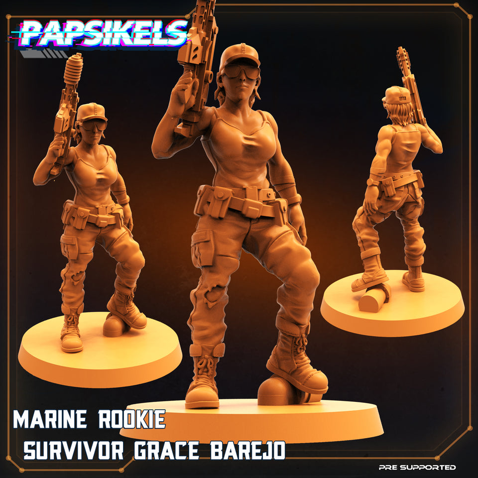 3D Printed Papsikels Sci-Fi Marine Rookie Survivor Grace Barrejo - 28mm 32mm