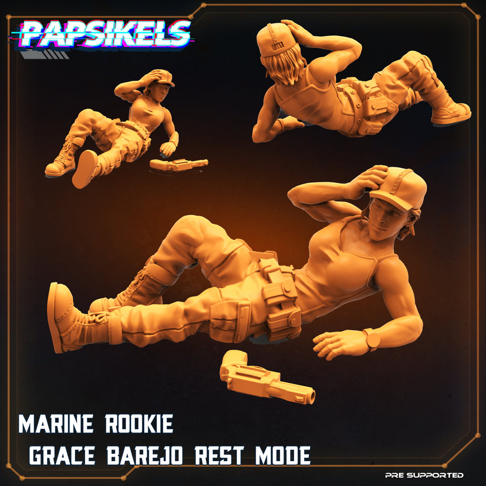 3D Printed Papsikels Sci-Fi Marine Rookie Survivor Grace Barrejo Rest - 28mm 32mm