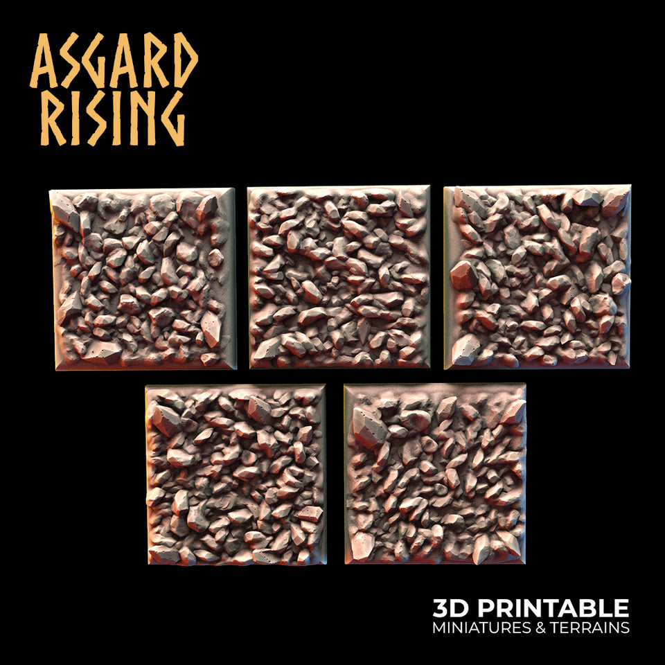 3D Printed Asgard Rising Miner Rubble Round Square Set 25 28 32 35mm D&D