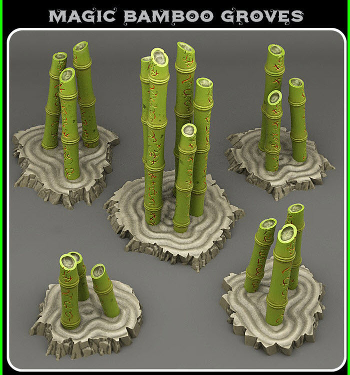 3D Printed Fantastic Plants and Rocks Magic Bamboo Groves 28mm - 32mm D&D Wargaming