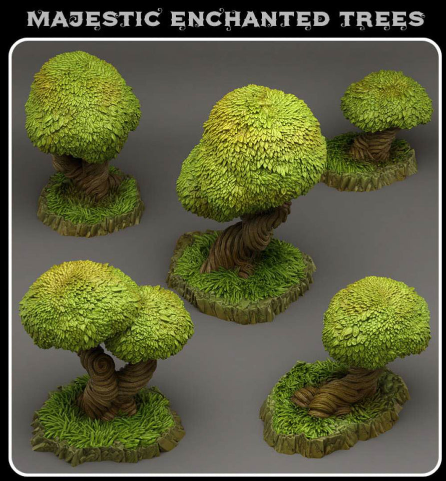3D Printed Fantastic Plants and Rocks Majestic Enchanted Trees 28mm - 32mm D&D Wargaming