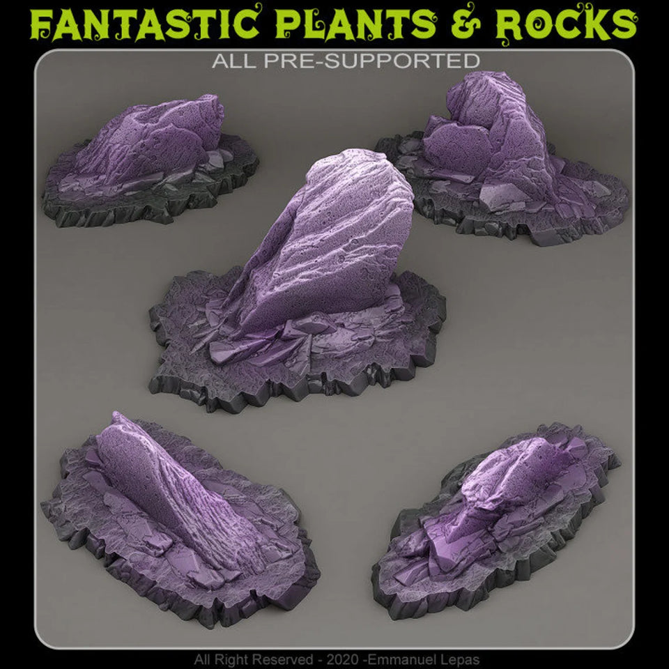 3D Printed Fantastic Plants and Rocks Maleficent Slates 28mm - 32mm D&D Wargaming