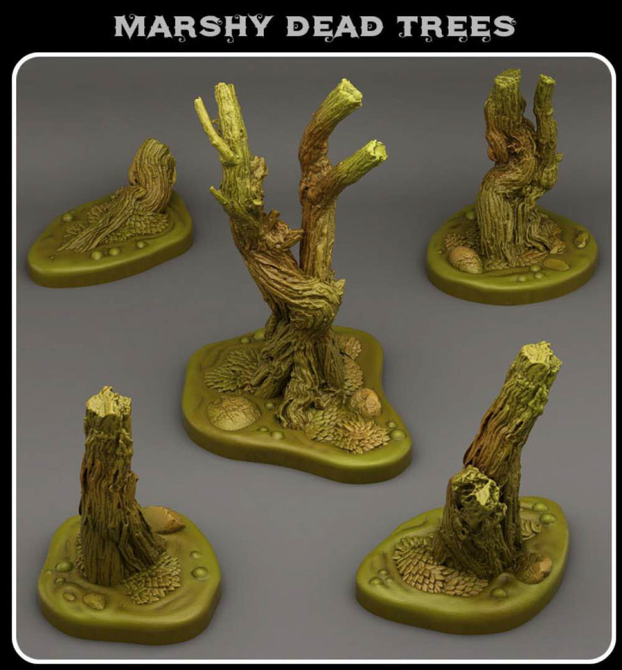3D Printed Fantastic Plants and Rocks Marshy Dead Trees 28mm - 32mm D&D Wargaming