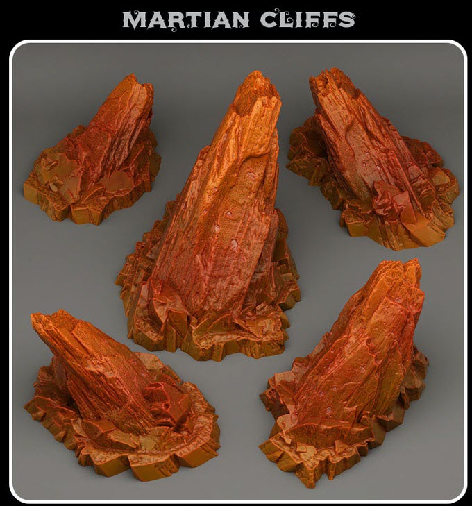 3D Printed Fantastic Plants and Rocks Martian Cliffs 28mm - 32mm D&D Wargaming