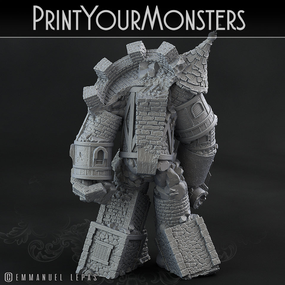 3D Printed Print Your Monsters Medieval Construct Golem - Total Golems 28mm - 32mm D&D Wargaming