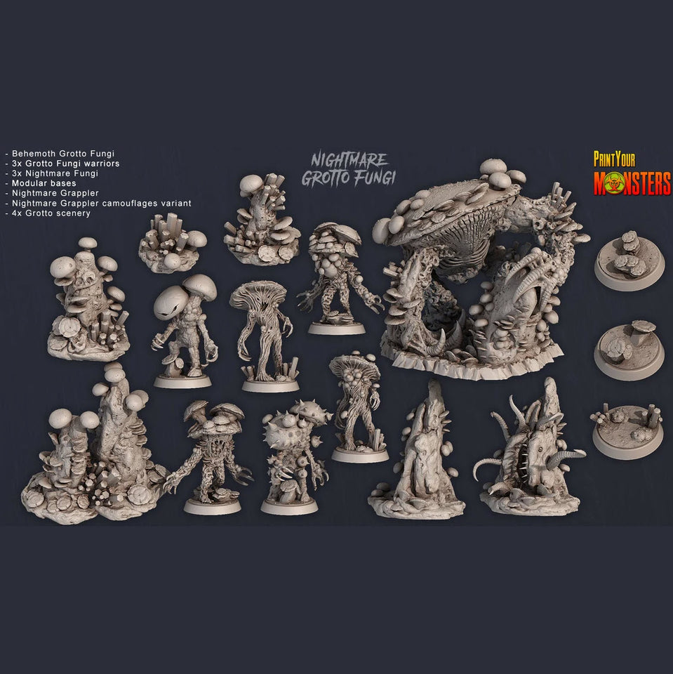 3D Printed Print Your Monsters Nightmare Grotto Fungi Full Set 28mm - 32mm D&D Wargaming