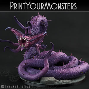 3D Printed Print Your Monsters Necrothelid Worms Subterranean Terrors 28mm - 32mm D&D Wargaming