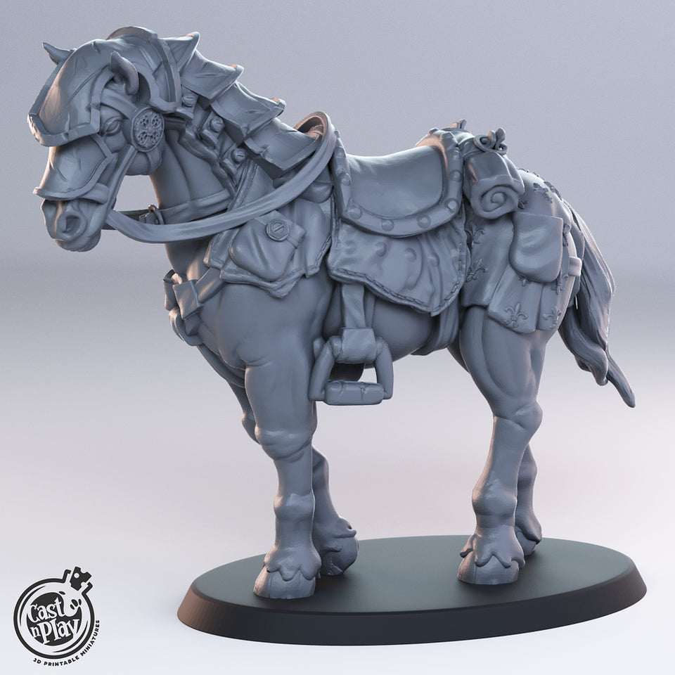 3D Printed Cast n Play Noble Horse 28mm 32mm D&D