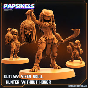3D Printed Papsikels Cyberpunk Sci-Fi Outlaw Vixen Skull Hunter Without Honor - 28mm 32mm