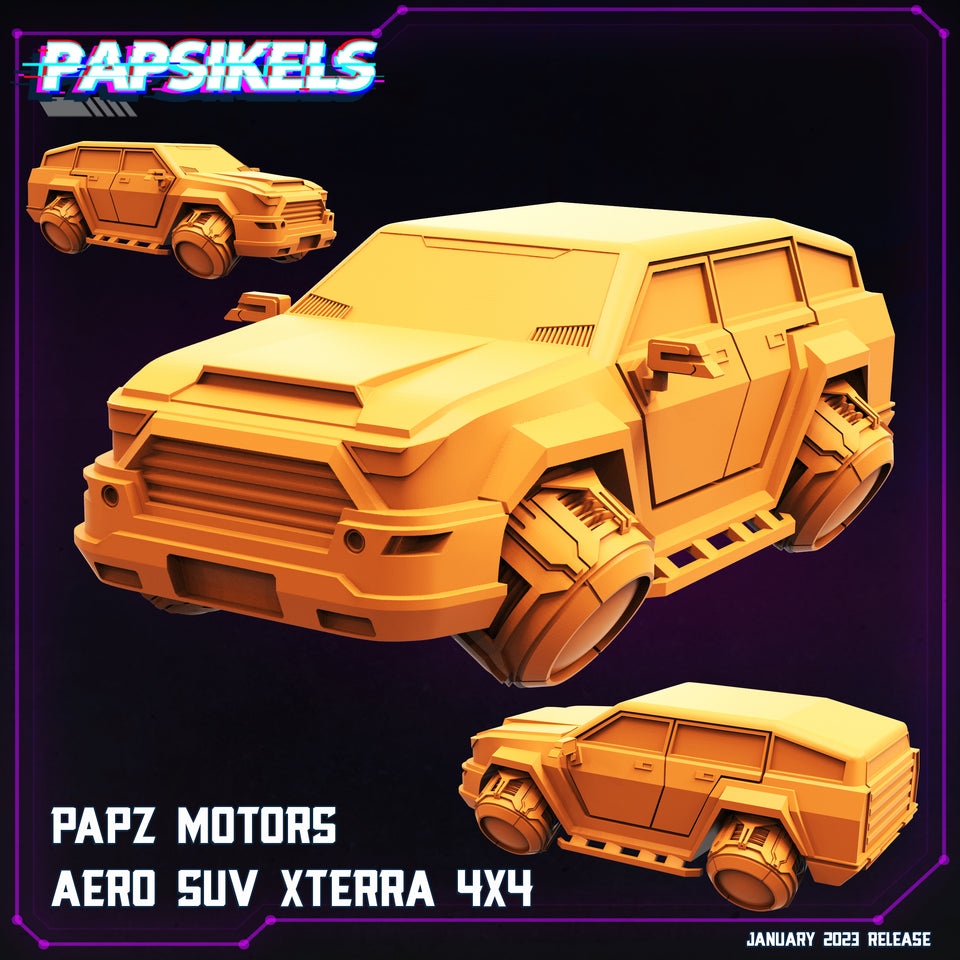 3D Printed Papsikels Cyberpunk Sci-Fi -Papz Motors Aero Suv Xterra 4x4 - 28mm 32mm