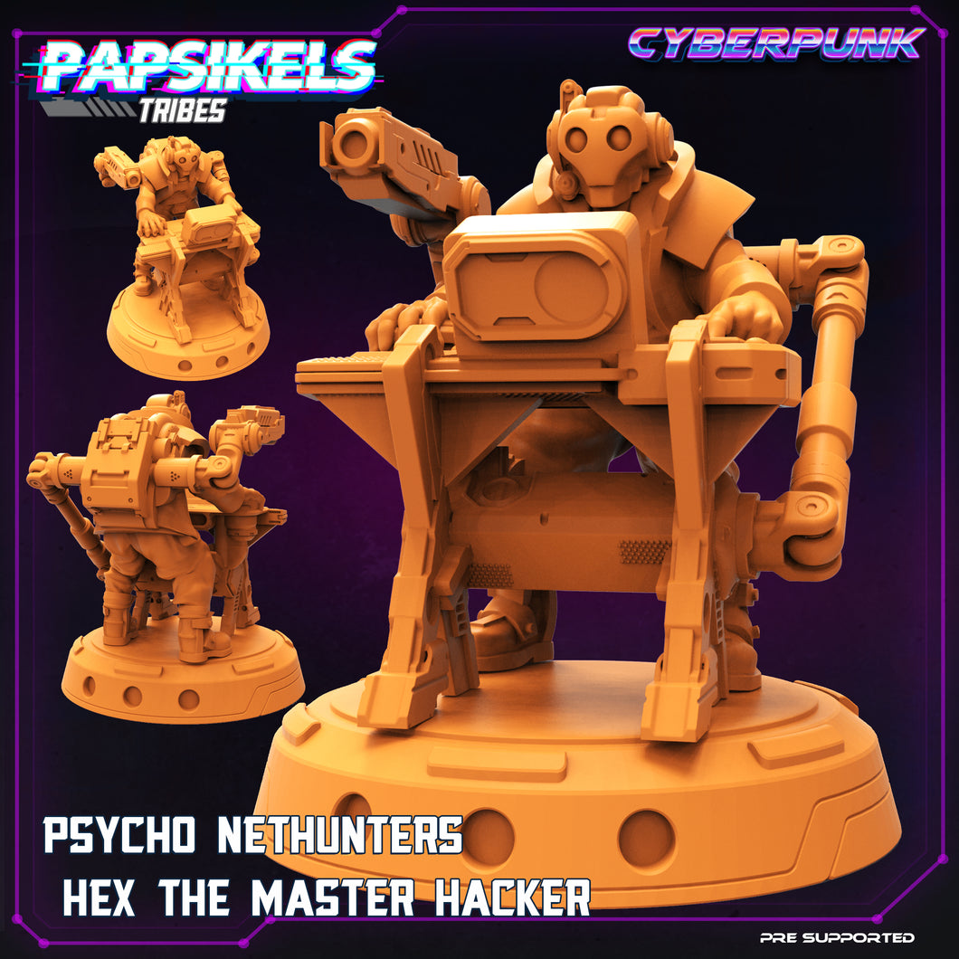 3D Printed Papsikels Cyberpunk Sci-Fi Psycho Nethunters Hex The Master Hacker - 28mm 32mm