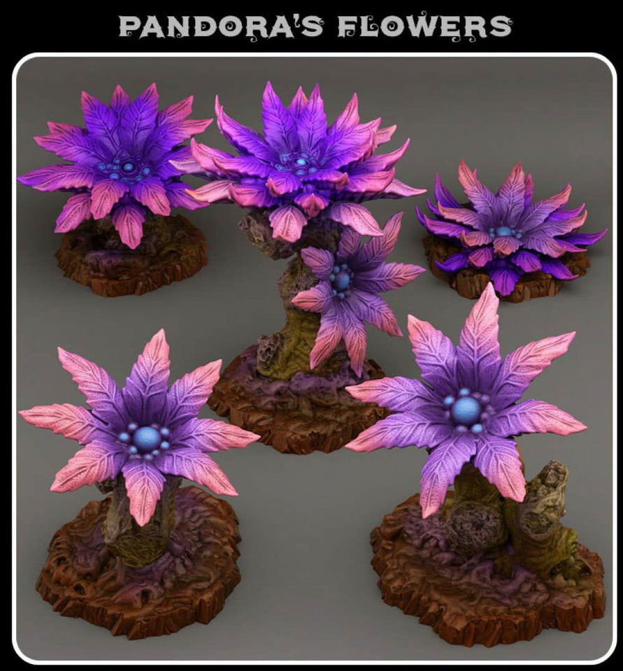 3D Printed Fantastic Plants and Rocks Pandora's Flowers 28mm - 32mm D&D Wargaming