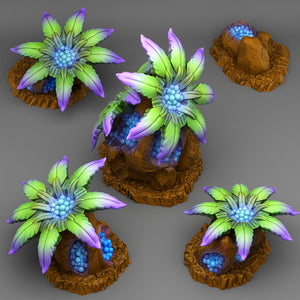 3D Printed Fantastic Plants and Rocks Phosphoresent Berry Flowers 28mm - 32mm D&D Wargaming