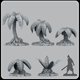 3D Printed Fantastic Plants and Rocks Pirates Palm Trees 28mm - 32mm D&D Wargaming