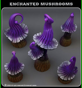 3D Printed Fantastic Plants and Rocks Enchanted Mushrooms 28mm - 32mm D&D Wargaming