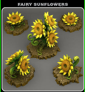 3D Printed Fantastic Plants and Rocks Fairy Sunflowers 28mm - 32mm D&D Wargaming