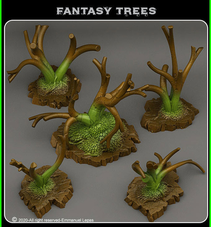 3D Printed Fantastic Plants and Rocks Fantasy Trees 28mm - 32mm D&D Wargaming