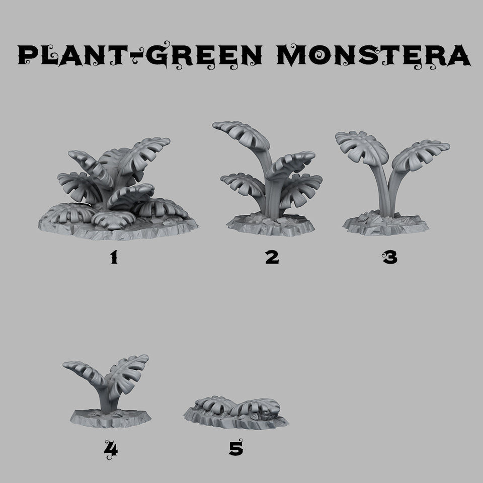 3D Printed Fantastic Plants and Rocks Green Monstera 28mm - 32mm D&D Wargaming