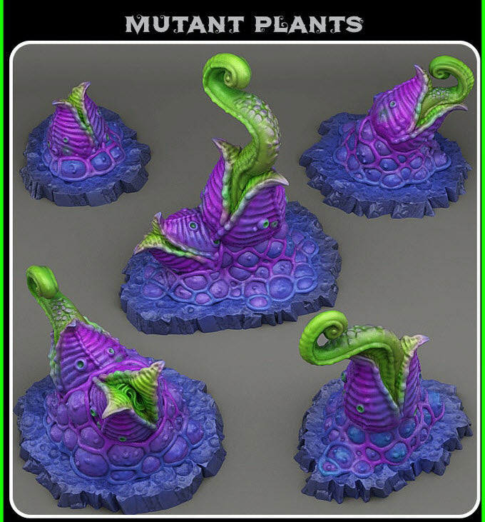 3D Printed Fantastic Plants and Rocks Mutant Plants 28mm - 32mm D&D Wargaming