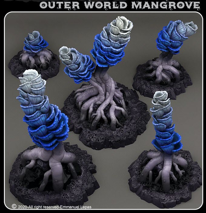 3D Printed Fantastic Plants and Rocks Outer World Mangrove 28mm - 32mm D&D Wargaming