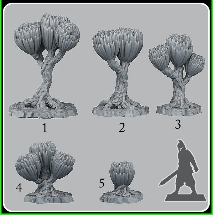 3D Printed Fantastic Plants and Rocks Scifi Unknown Flowers 28mm - 32mm D&D Wargaming